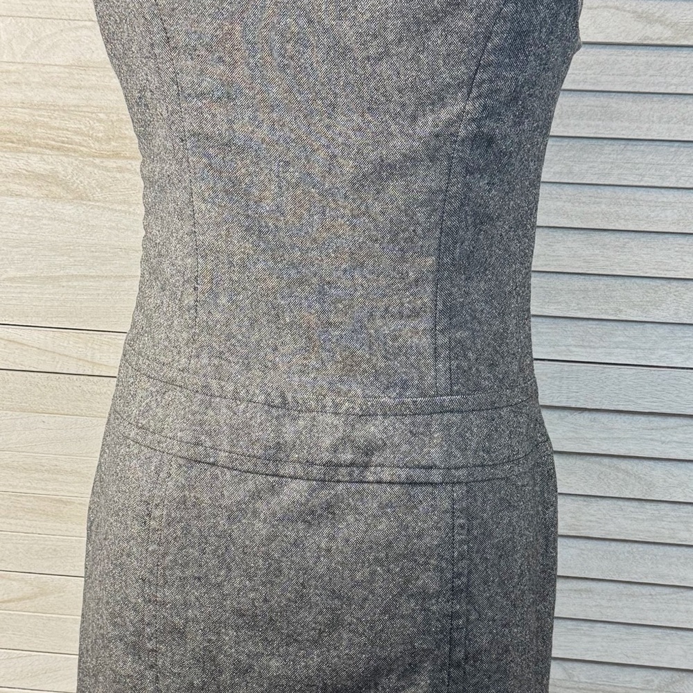 United Colors of Benetton Gray Tweed Workwear Dress Midi Career Chic Medium - Picture 5 of 12